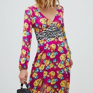 Reclaimed Vintage Mixed print midi